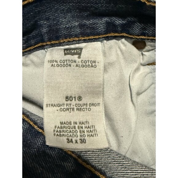 Levi’s 501 Jeans Mens 34x30 Blue Medium Wash Button Fly Rare - Picture 3 of 9